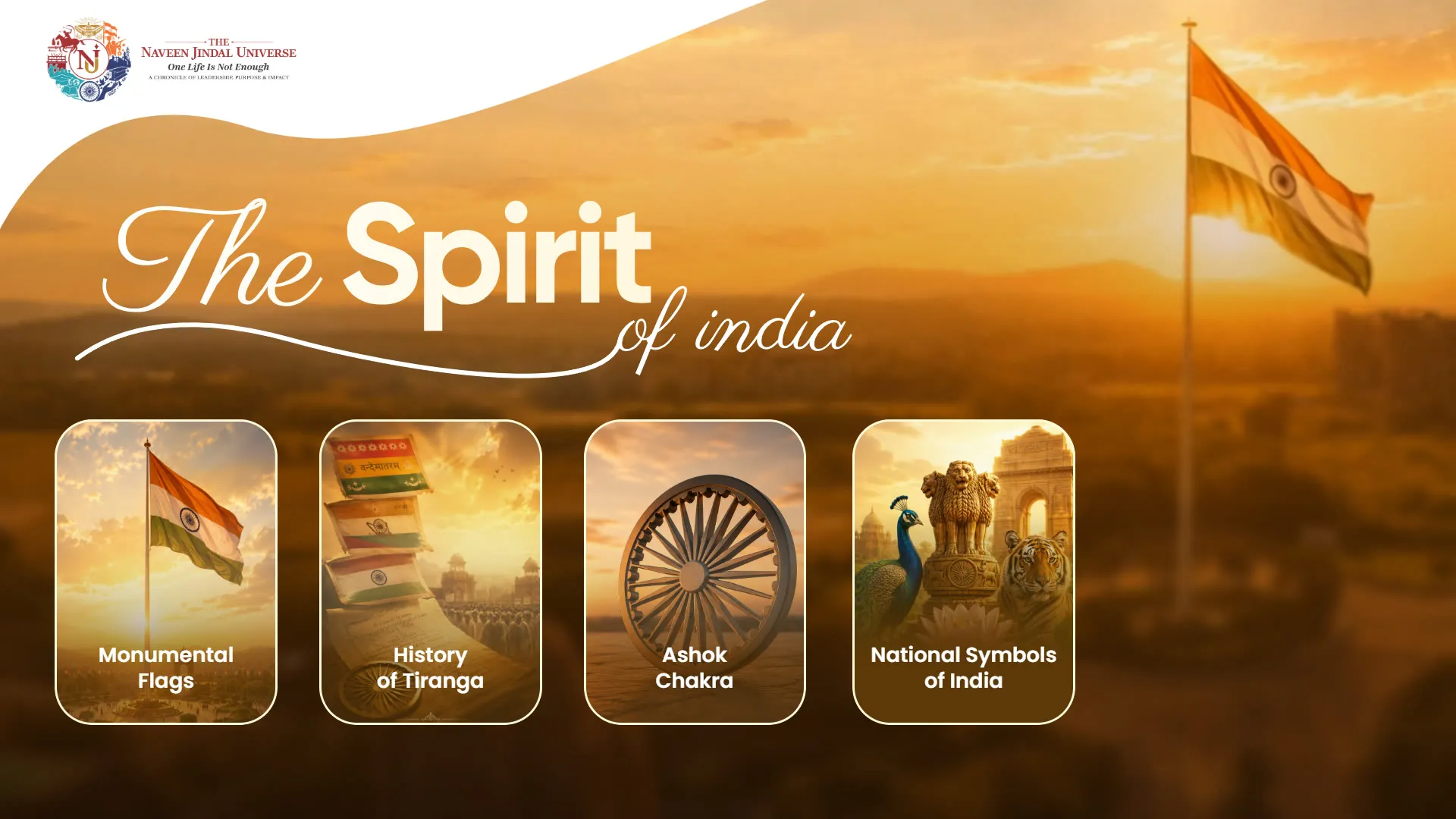 Home screen 'The Spirit of India' with four cards.