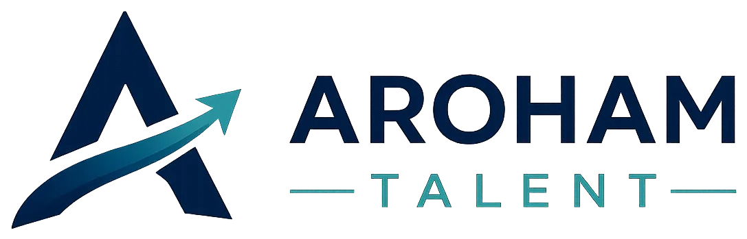 The final Aroham Talent logo: a rising A with an arrow.