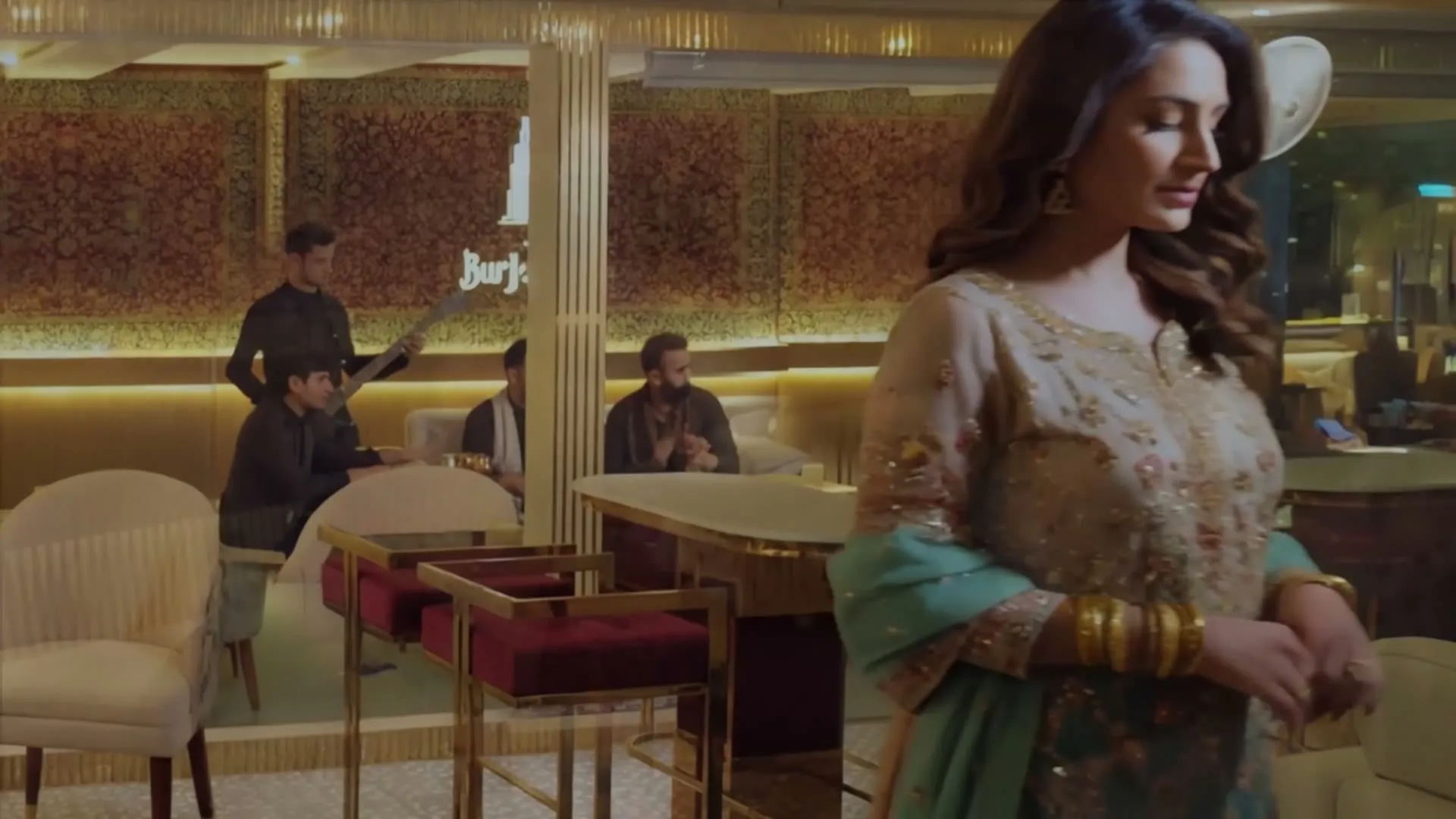 The lead actress in the Burj Cafe lounge.