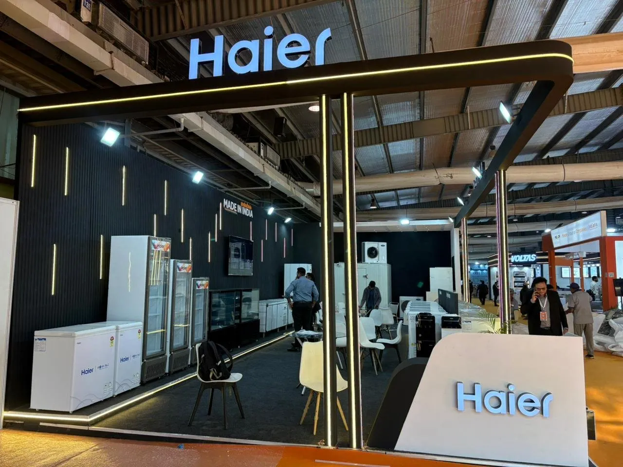 Entrance of the Haier booth with the Haier counter
