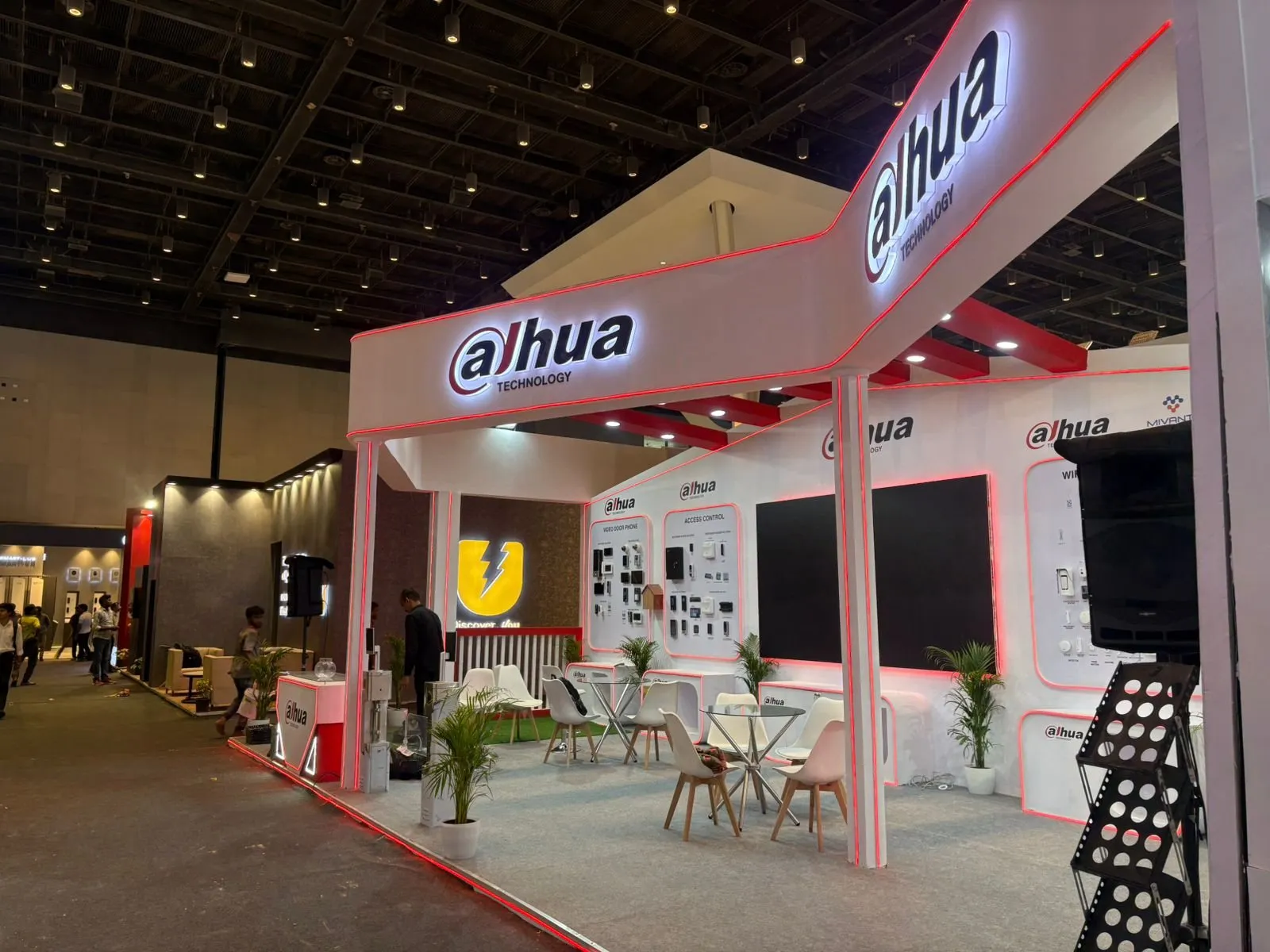 The Dahua booth seen from the hall aisle with neighbouring stands