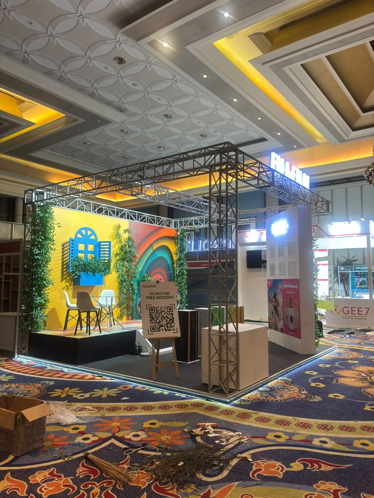 Wider view of the Fujifilm booth in the hall
