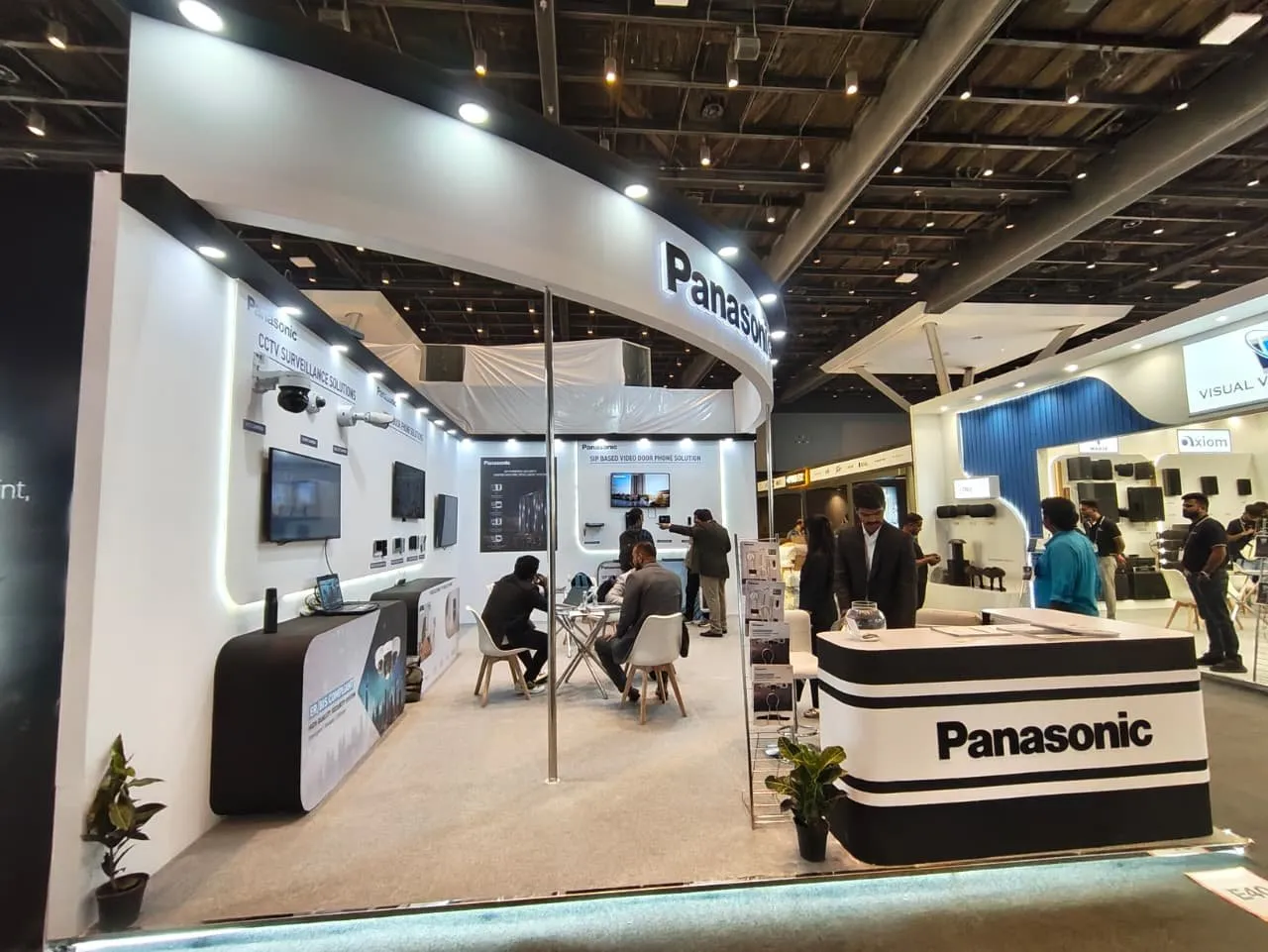 The Panasonic booth with visitors and staff