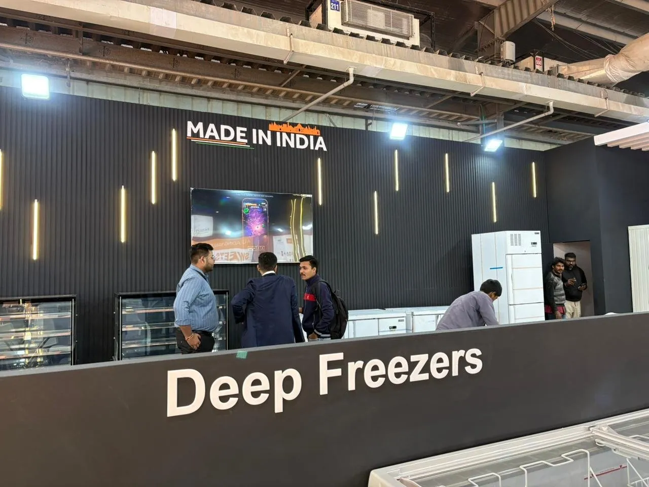 Deep Freezers counter under the Made in India wall