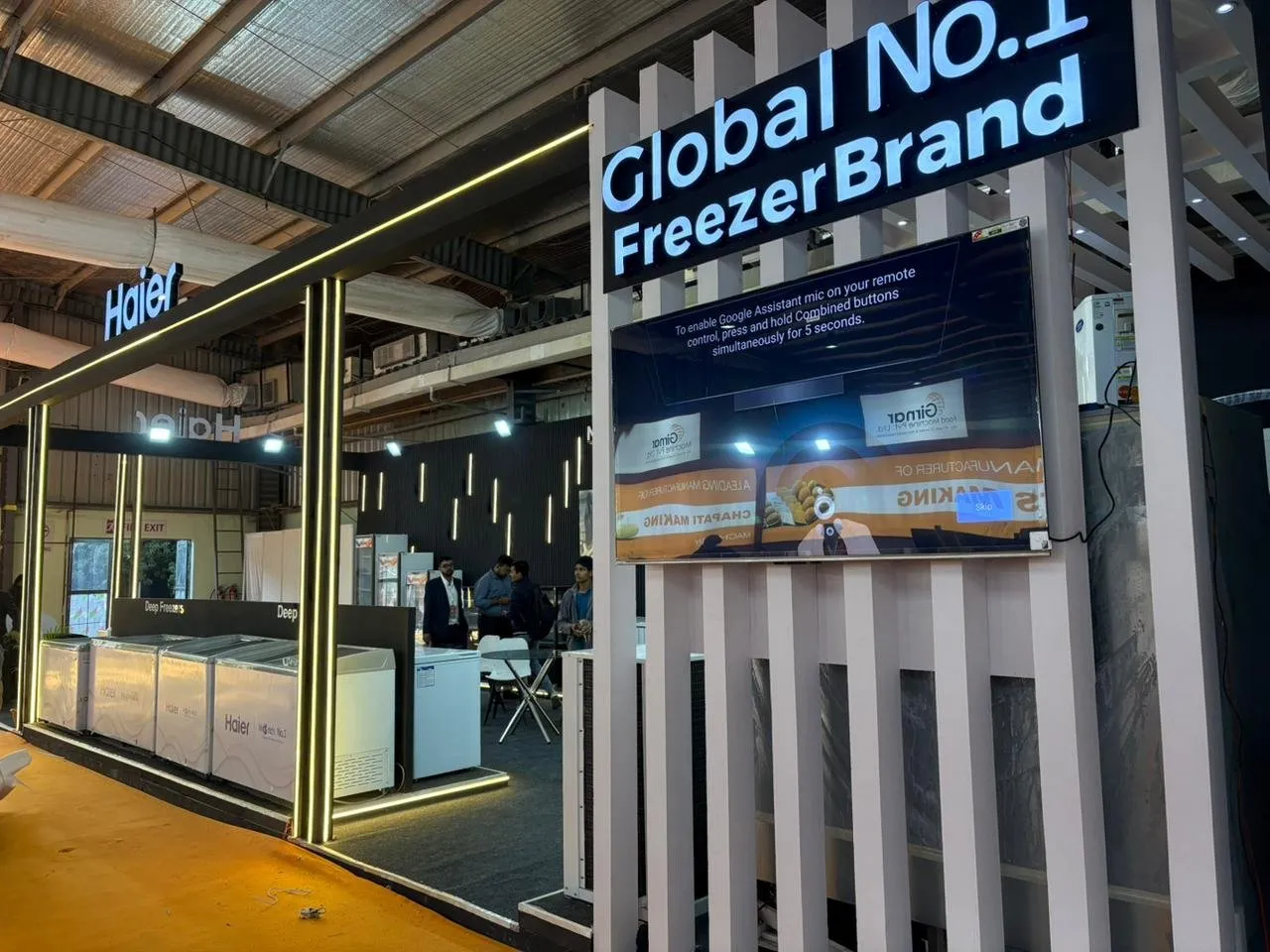 Global No.1 Freezer Brand sign on a slatted wall