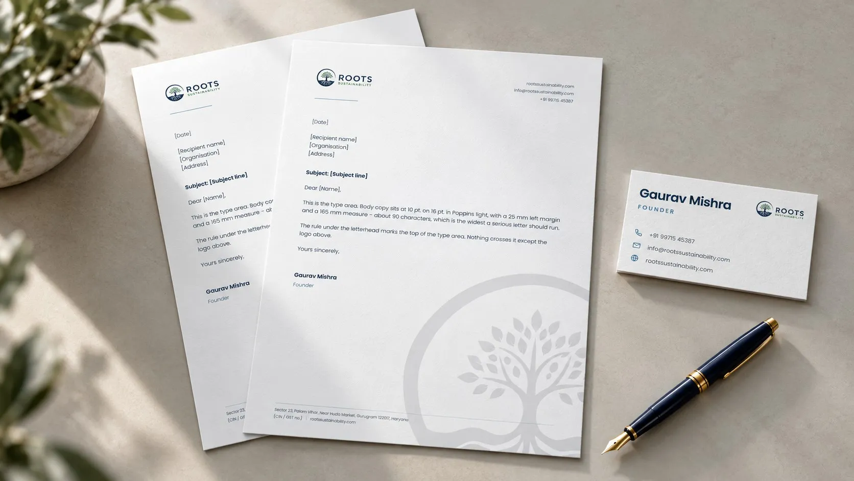 The letterhead, with the card.