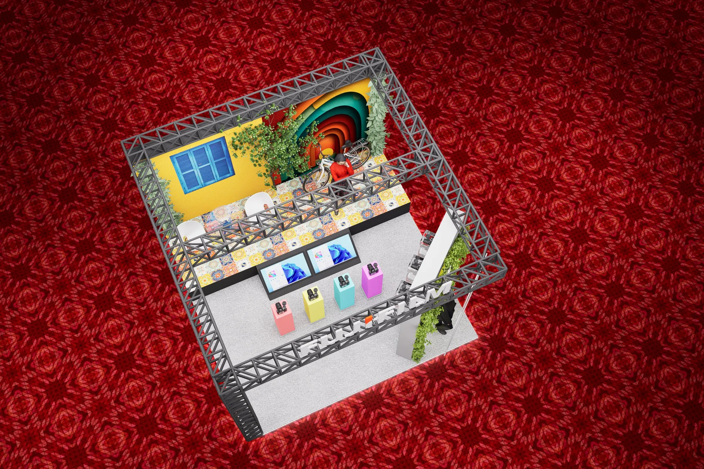 3D render of the booth from above